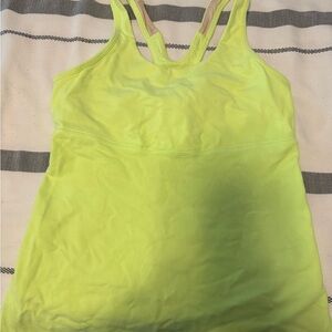 Lululemon Neon Yellow Tank Top with Built in Bra